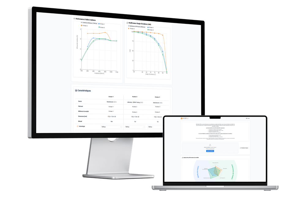 Image d'un ordinateur portable allumé affichant la page de comparaison de fichiers .pan